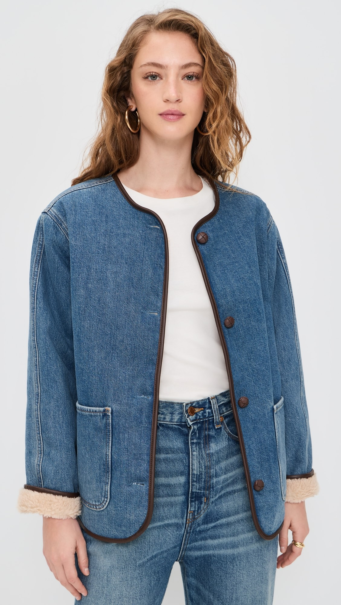 Denim & Sherpa Jacket in Petersburg Wash | Shopbop