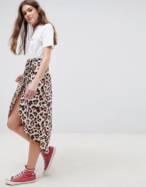 ASOS DESIGN leopard print wrap midi skirt | ASOS US