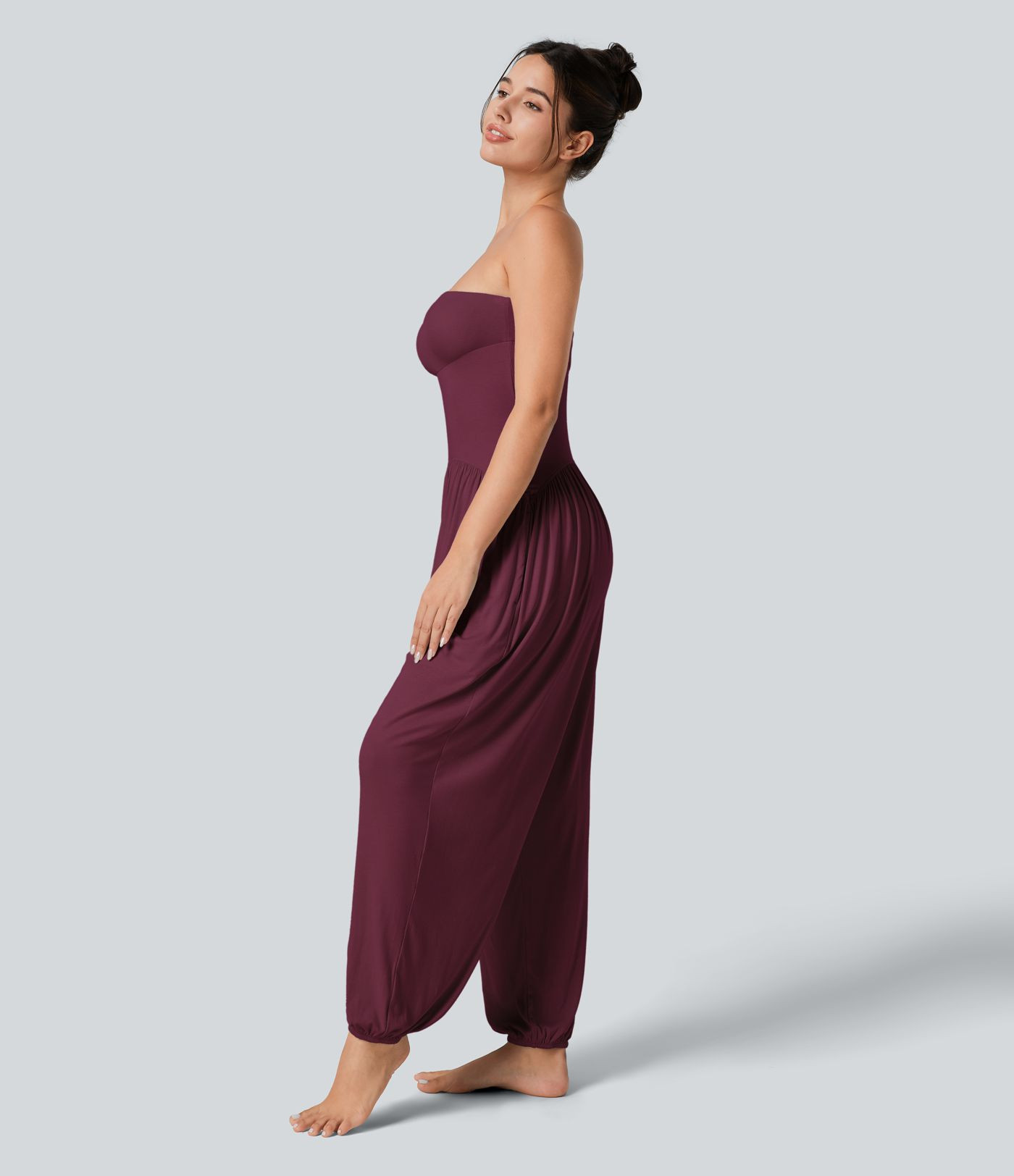 Women’s Ribbed Tube Backless Side Pocket Casual Jumpsuit - Halara | HALARA