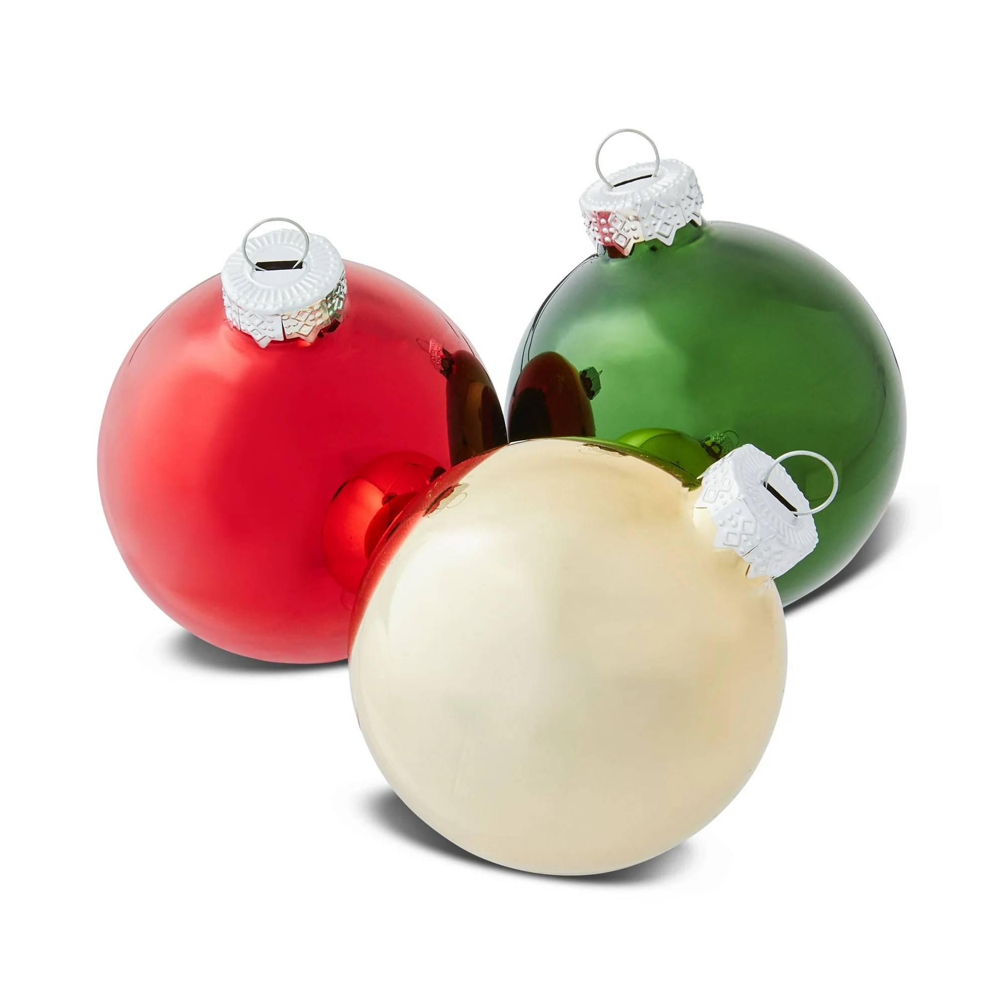 Red, Green and Gold Glass Christmas Ornaments, 10 Count, by Holiday Time | Walmart (US)