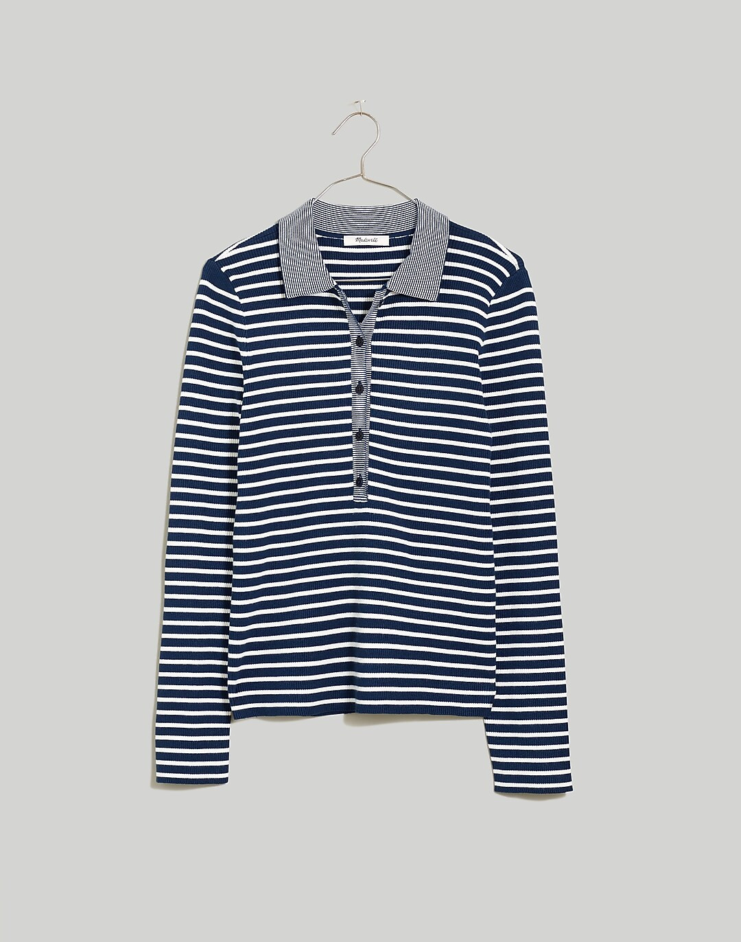 The Signature Knit Polo Sweater Top in Stripe | Madewell