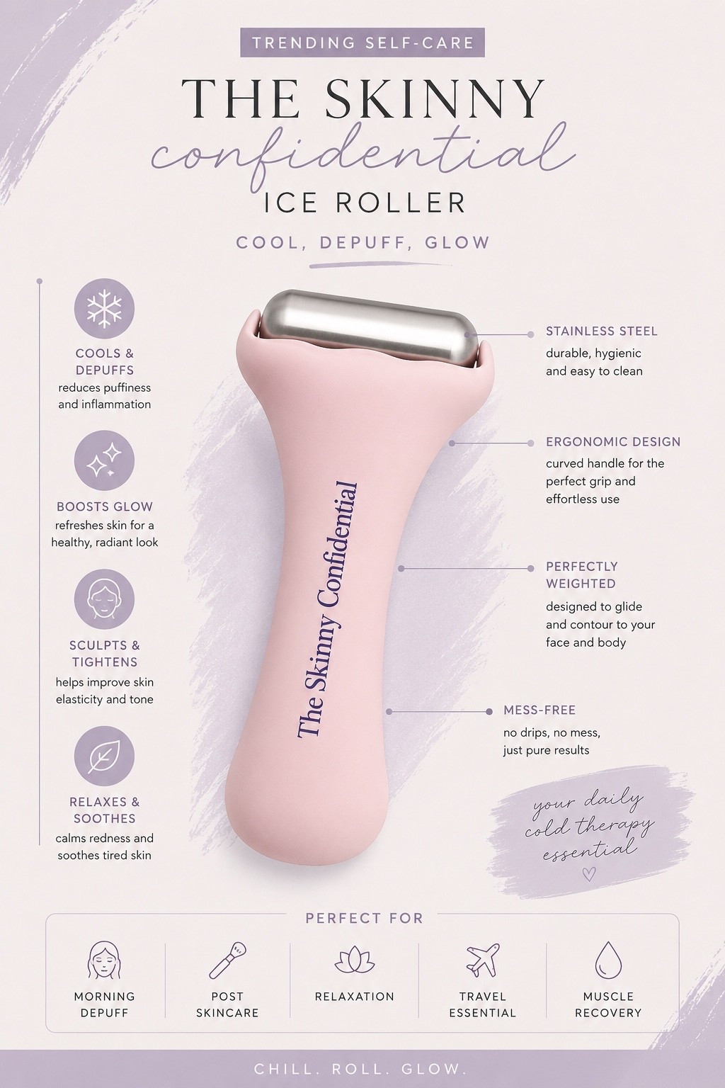 The skincare tool I use every morning. This ice roller helps depuff, cool, soothe, and refresh my skin in minutes. I keep it in the freezer for an instant pick me up that makes my morning routine feel like a spa treatment. Perfect before makeup, after workouts, or whenever your skin needs a refresh.

[LTK beauty, ice roller, facial ice roller, skincare tools, morning skincare routine, depuffing roller, beauty essentials, skincare routine, glowing skin, puffy face solution, facial massage, beauty gadgets, self care essentials, wellness favorites, under eye depuffing, skincare must haves, clean girl aesthetic, beauty favorites, healthy skin, The Skinny Confidential]

#LTKBeauty #LTKOver40 #LTKmorningroutine