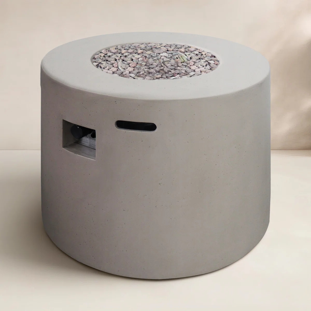 Caelan Round Concrete Propane Smokeless Fire Pit Table with Hidden Fuel Tank | Wayfair North America