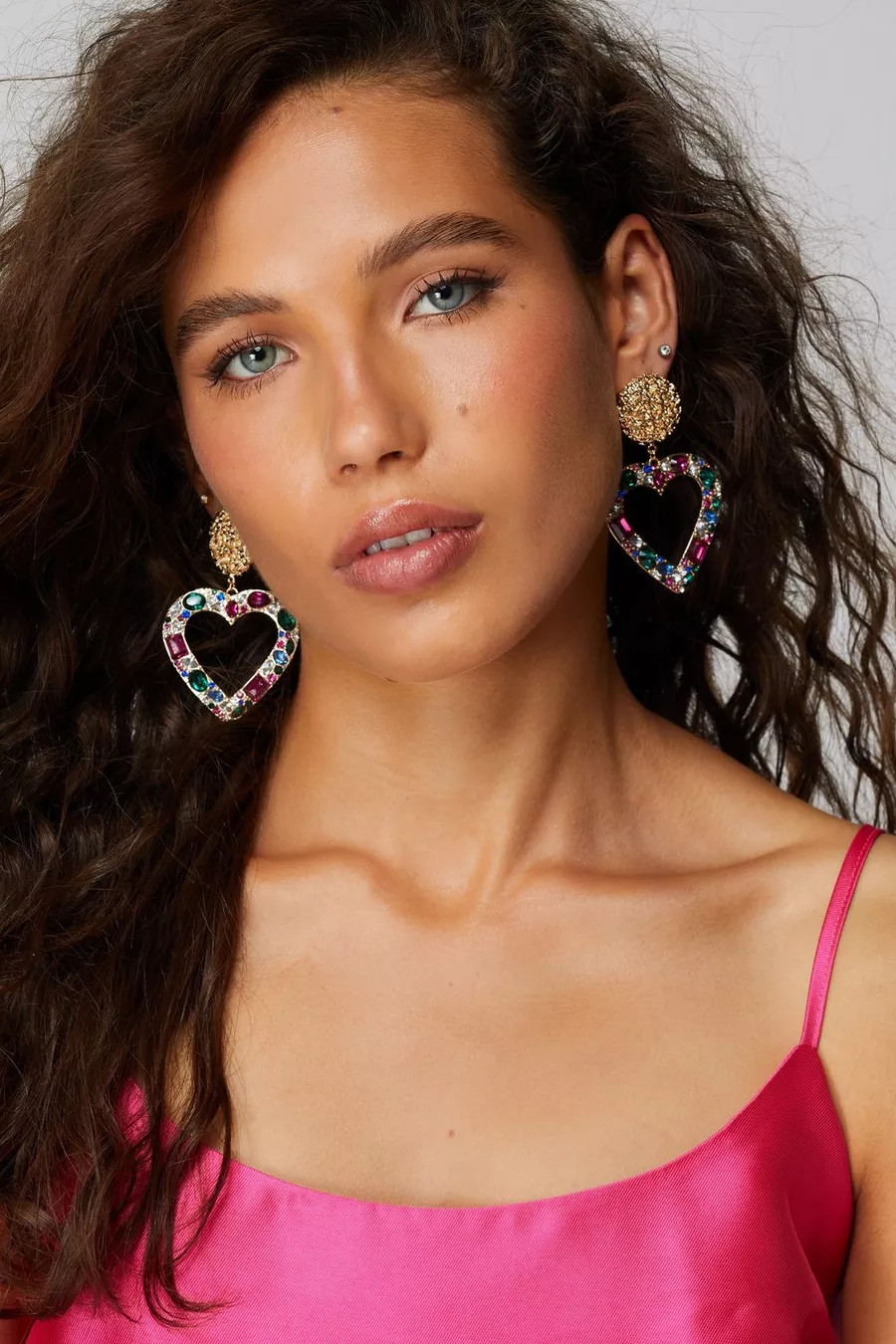 Diamante Colored Heart Earrings | Nasty Gal US