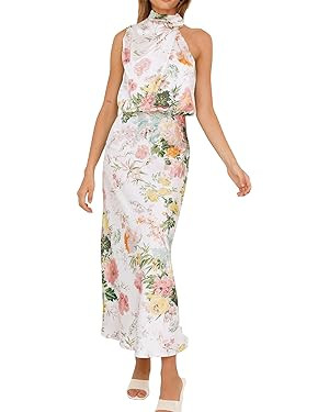 PRETTYGARDEN Womens Elegant Sleeveless Mock Neck Cocktail Party Maxi Dresses | Amazon (US)