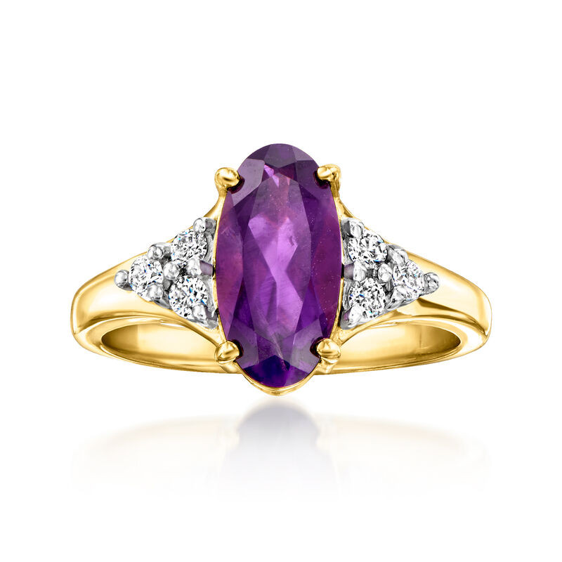 1.70 Carat Amethyst Ring with .20 ct. t.w. Lab-Grown Diamonds in 18kt Gold Over Sterling | Ross-Simons