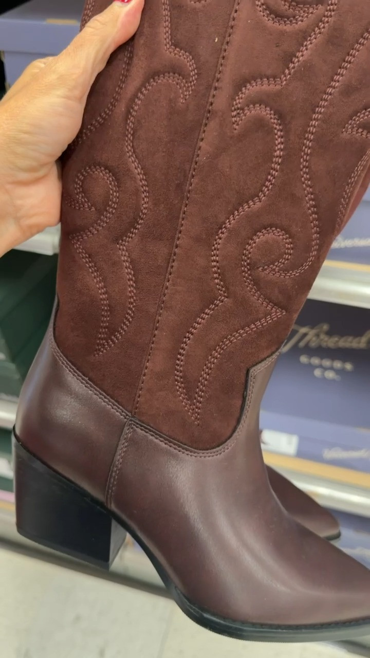 These chocolate brown western boots are such a good fall shoe when you want something with a little more personality. I love the tonal stitching, mixed suede and leather texture, and sturdy heel with dresses, denim, or a skirt.

brown western boots, chocolate brown boots, cowboy boots, fall boots, suede boots, women’s boots, western style, fall shoes, autumn outfit, fall fashion, TheMomInStyle

#LTKootd #LTKSeasonal #LTKOver40