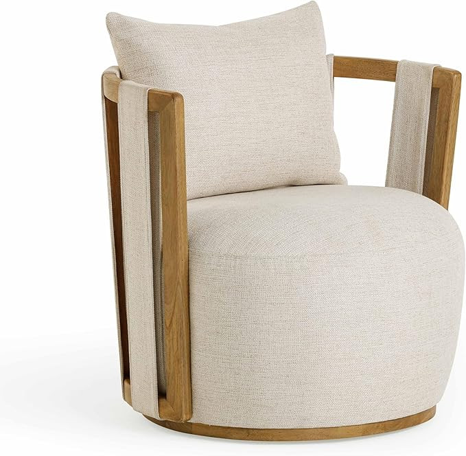 Paolo Cream Textured Weave Swivel Chair | Amazon (US)