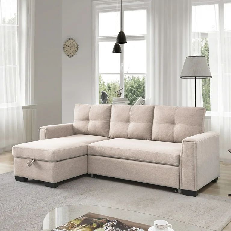 Mammoth 92" Modular Convertible Sleeper Sectional, Modern Fabric Sofa with Reversible Storage Cha... | Walmart (US)