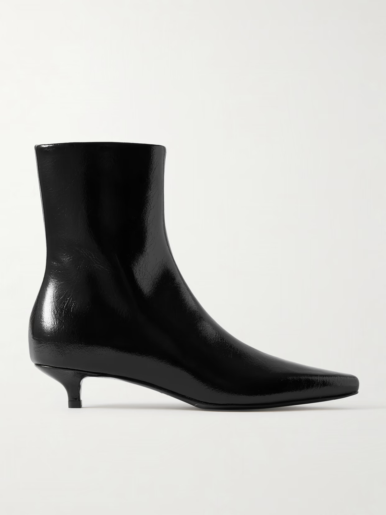 TOTEME - Glossed-leather Ankle Boots - Black | NET-A-PORTER (US)