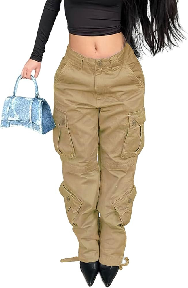 High Waisted Baggy Cargo Jeans for Women Y2K Wide Leg Loose Boyfriend Streetwear Trousers with Po... | Amazon (US)