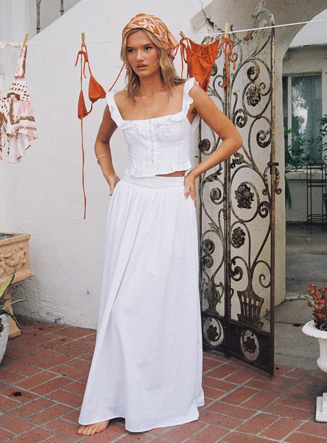 Valerio Maxi Skirt White | Princess Polly US