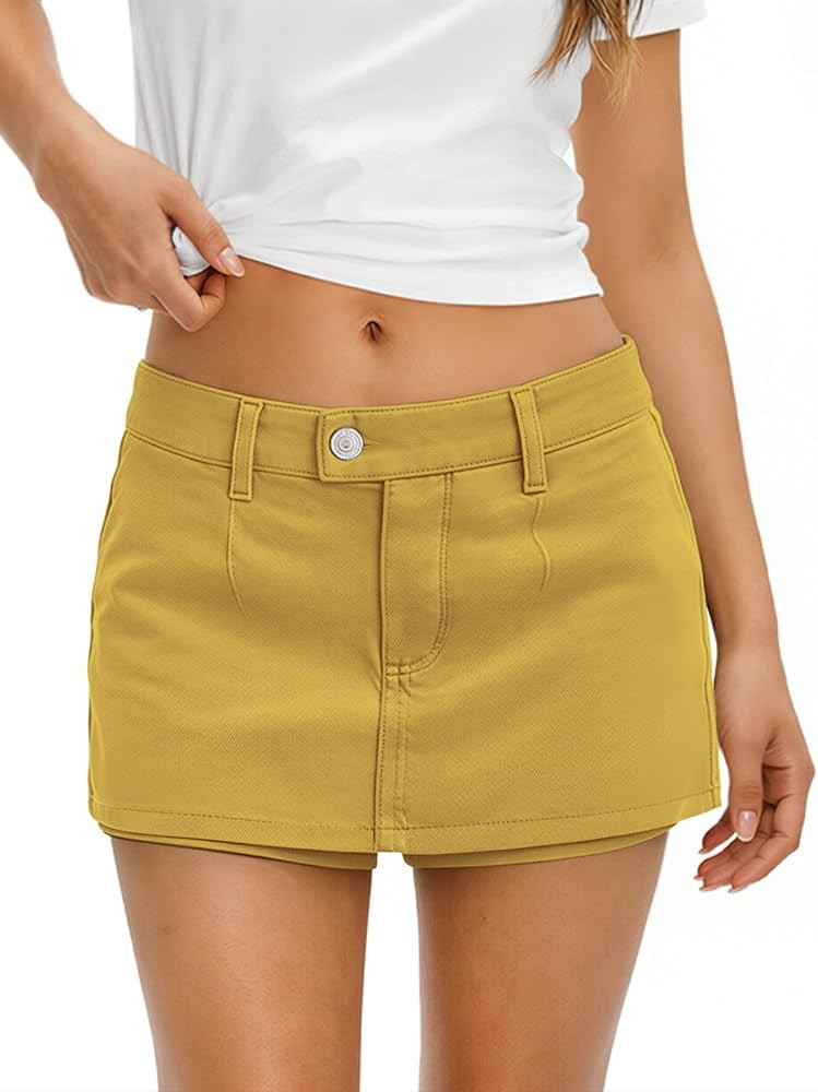 Womens Mini Skirt with Shorts Low Rise Skort | Amazon (US)