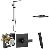 DELTA FAUCET 58420-BL Emerge 26" Angular Shower Column + Rain Shower Head, Rainfall Shower Head, Mat | Amazon (US)