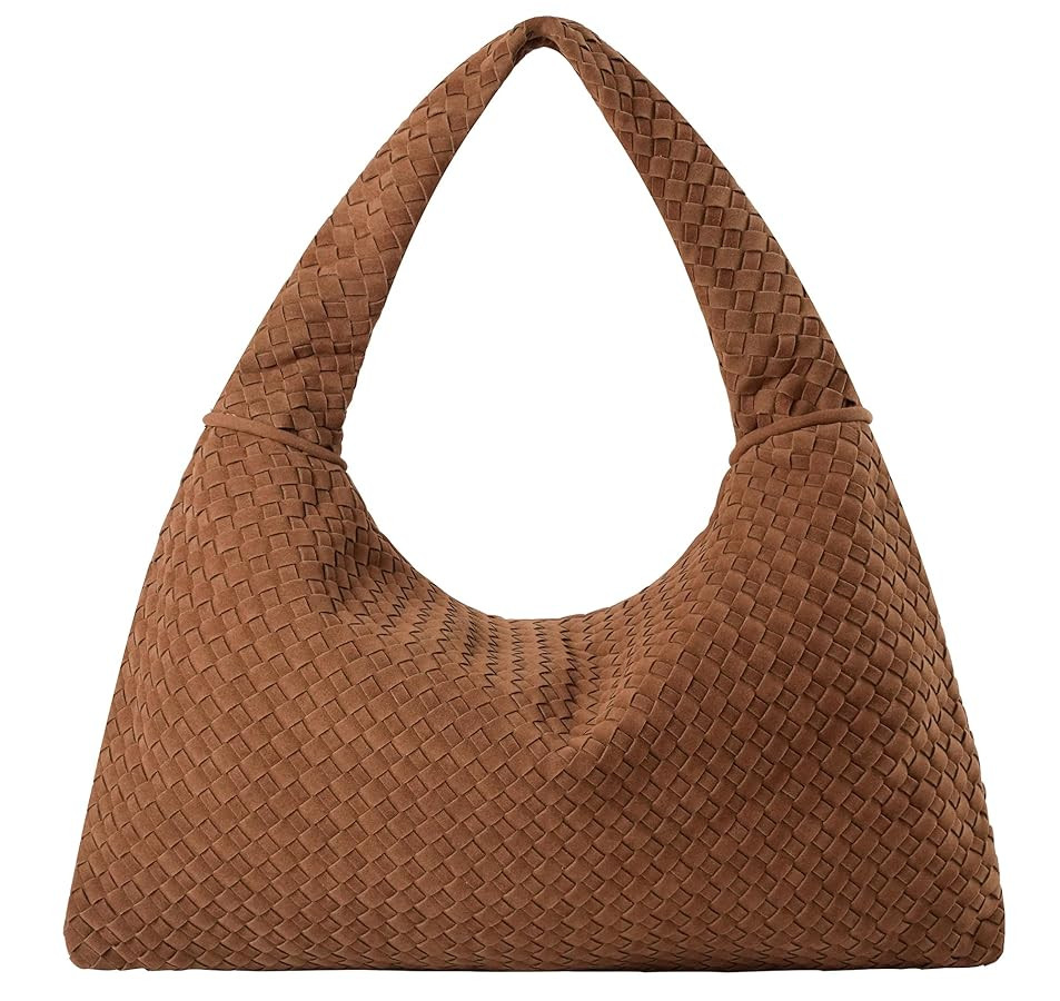 Vegan Leather Woven Tote, Vintage Suede Hobo, Suede Woven Purse, Large Leather Shoulder Bag Braid... | Amazon (US)