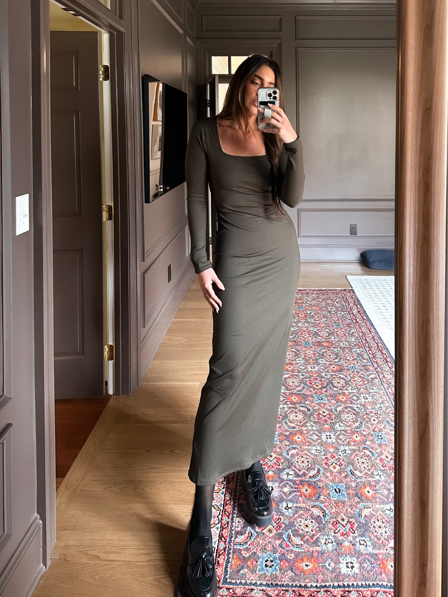 mini long sleeve rib pointelle mock neck sweater dress Ribbed Turtle Neck Long Sleeve Mini Sweater Dress Camel / M