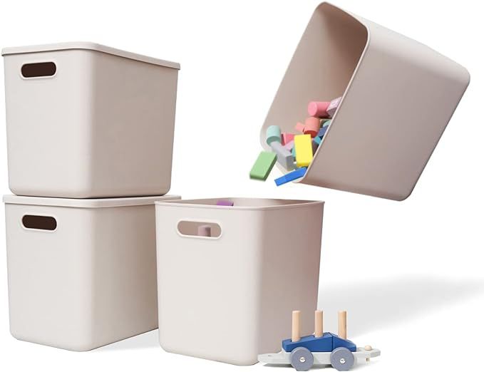 Yishyfier Plastic Storage Baskets With Lid Organizing Container Lidded Knit Storage Organizer Bin... | Amazon (US)