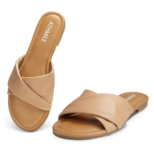ATHMILE Sandals Women Beach Fashion Vacation Outfits Shoes Dressy Summer Slides Casual Women's Sandals 2025 Size 9 | Amazon (US)