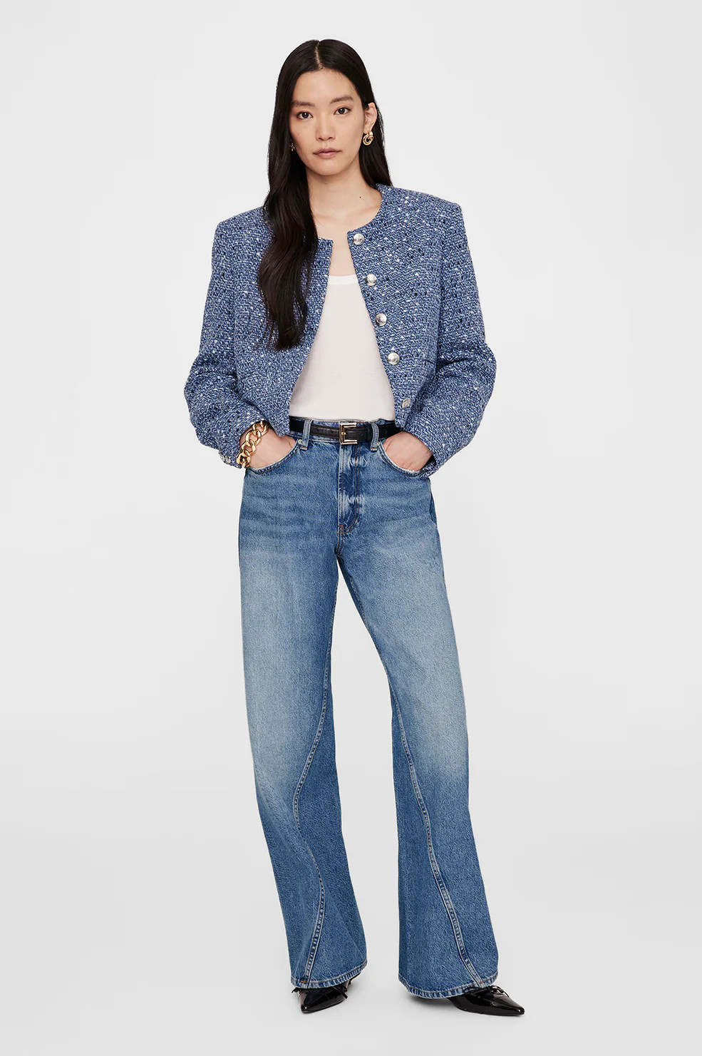Amber Jacket - Blue Tweed L | Anine Bing