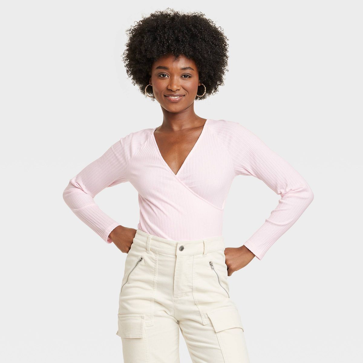 Women's Slim Fit Long Sleeve V-Neck Wrap Shirt - Universal Thread™ | Target