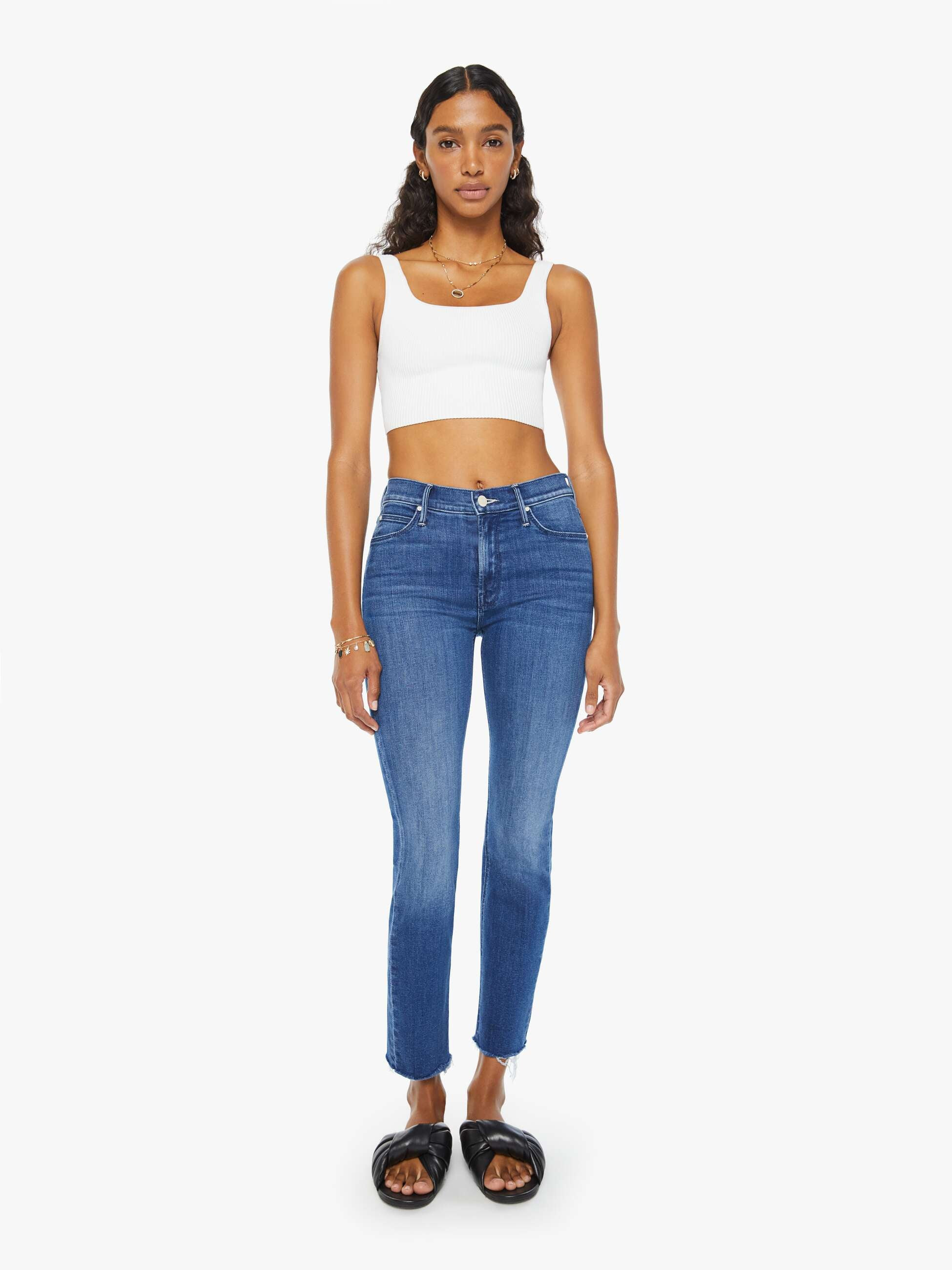 The Mid Rise Dazzler Ankle Fray - Nothing Between Us | Mother Denim