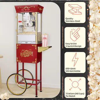 Great Northern Popcorn 1-Cup Red Oil Freestanding Popcorn machine cart Lowes.com | Lowe's