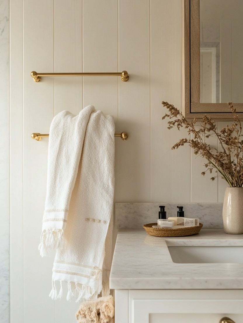 Adding small, thoughtful details like a brushed gold towel rod can instantly transform a bathroom. This simple yet elegant gold bathroom towel bar adds warmth, refinement, and a quiet sense of luxury without overpowering the space. It’s understated, timeless, and effortlessly attention-grabbing—the kind of bathroom accessory that makes the room feel intentionally designed.

Gold bathroom accessories work beautifully in modern bathrooms, minimalist spaces, classic powder rooms, and even farmhouse or mid-century interiors. Pair a gold towel rod with marble countertops, neutral walls, or soft white towels to create a clean, elevated look. Whether used in a primary bathroom or a guest powder room, a well-chosen bathroom towel rod in gold adds both function and visual balance, proving that the smallest upgrades often make the biggest impact.

#GoldBathroomAccessories #BathroomTowelRod #TimelessBathroomDesign 

 #LTKHome