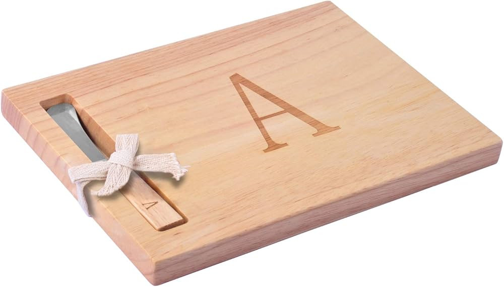 Monogram Oak Wood Cheese Board With Spreader, A-Initial (A) | Amazon (US)