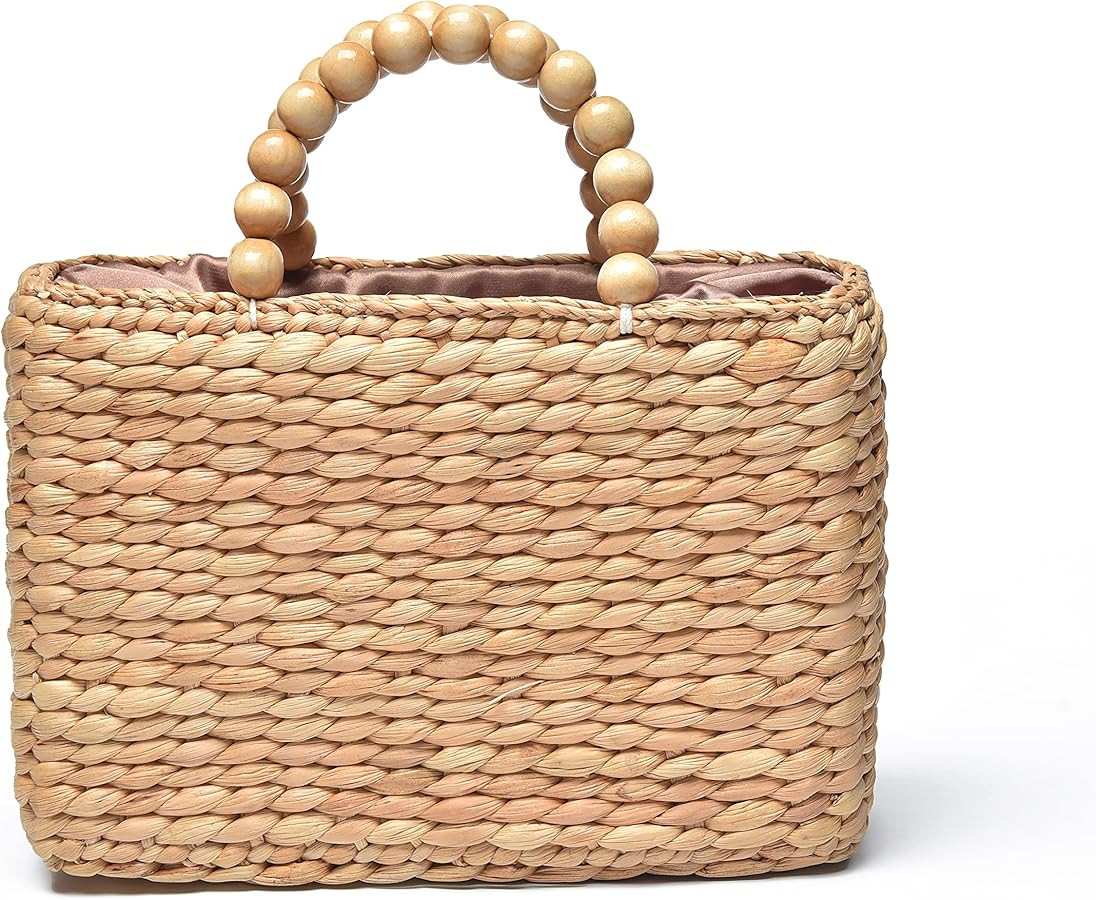 Ann & Bryan Designer Water hyacinth Handbags for Women Handmade Artisan Purse with Wooden Beaded ... | Amazon (US)