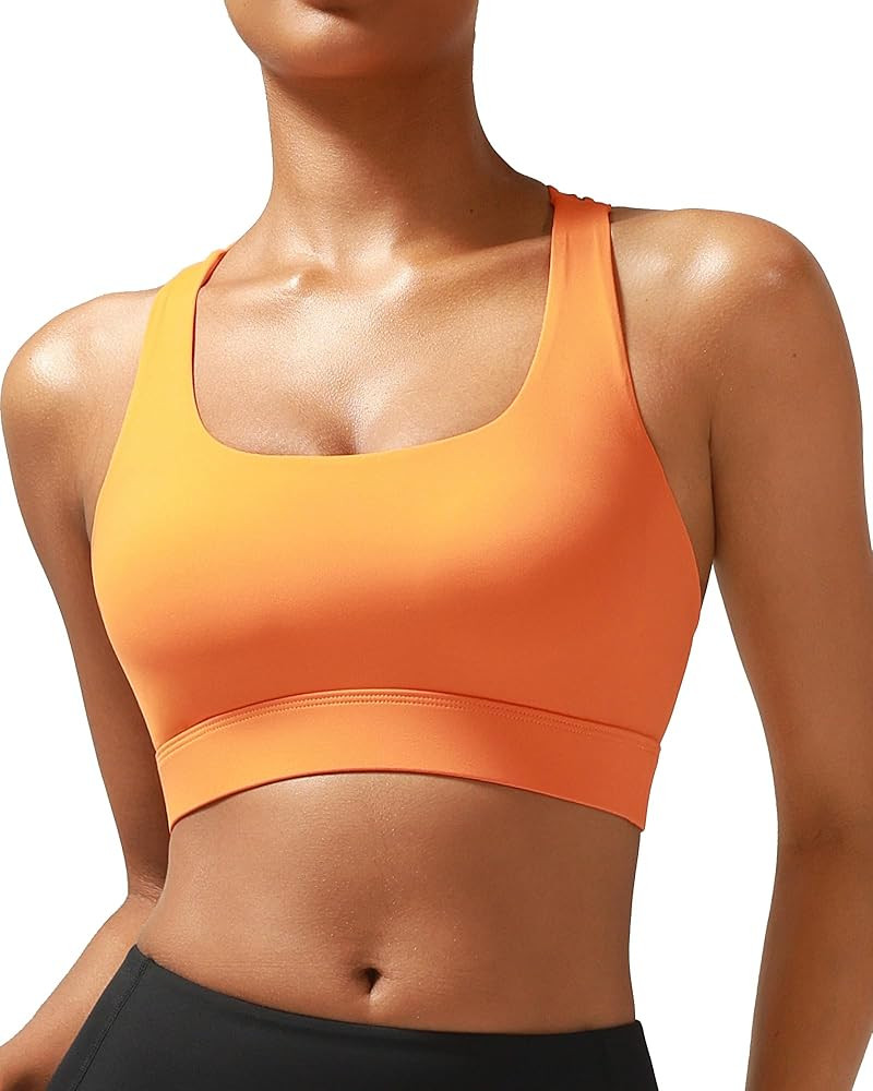 RUNNING GIRL High Impact Sports Bras for Women - Scoop Neck Strappy Sports Bra High Support Mould... | Amazon (US)