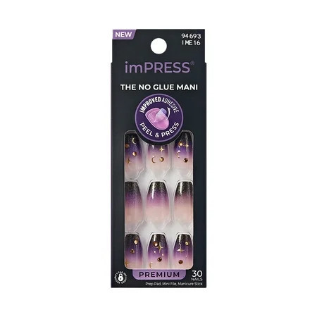 KISS imPRESS Premium Press on Nails Party Night Purple Medium Coffin 30 Count | Walmart (US)