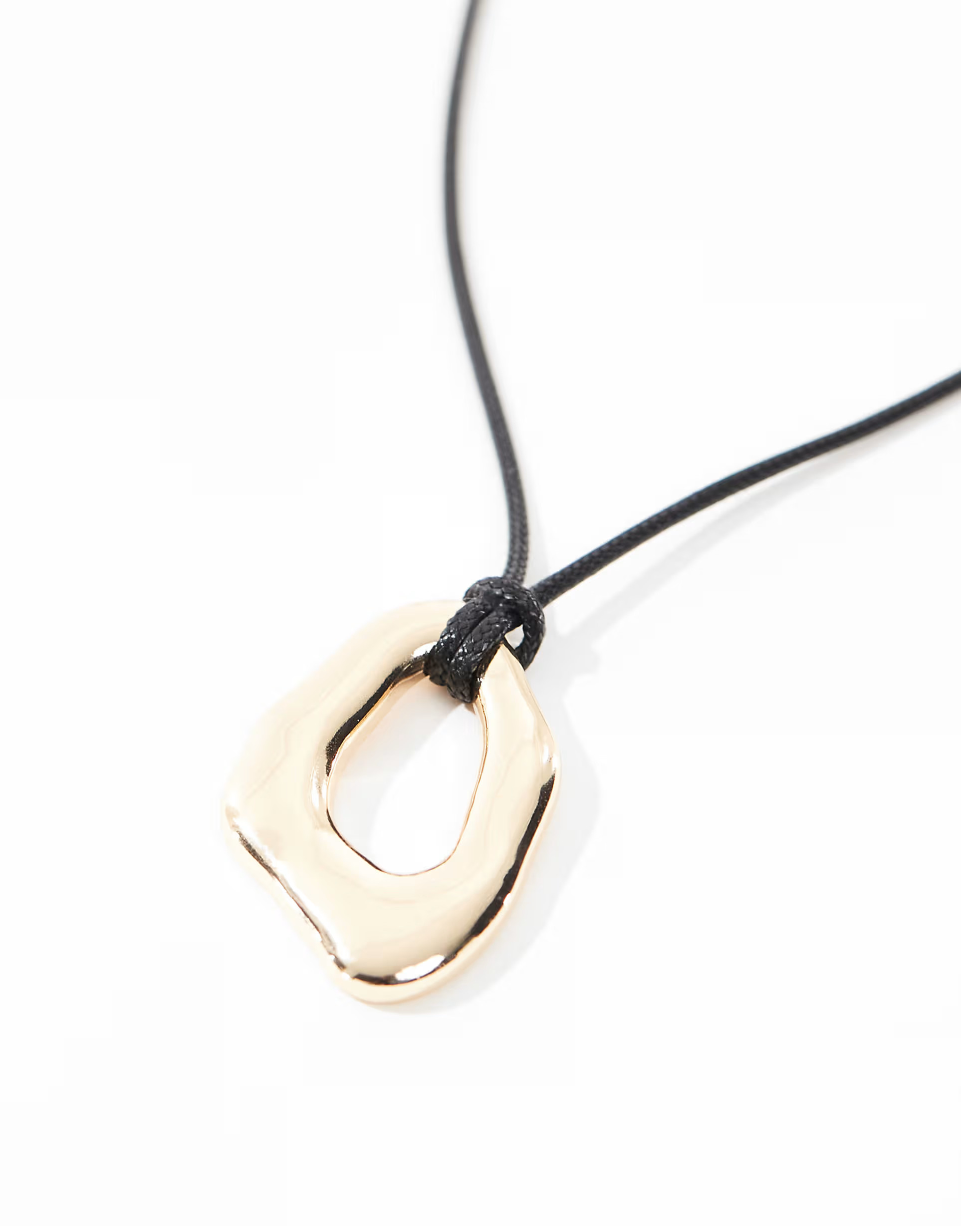ASOS DESIGN necklace with molten pendant and cord design in gold tone | ASOS | ASOS (Global)