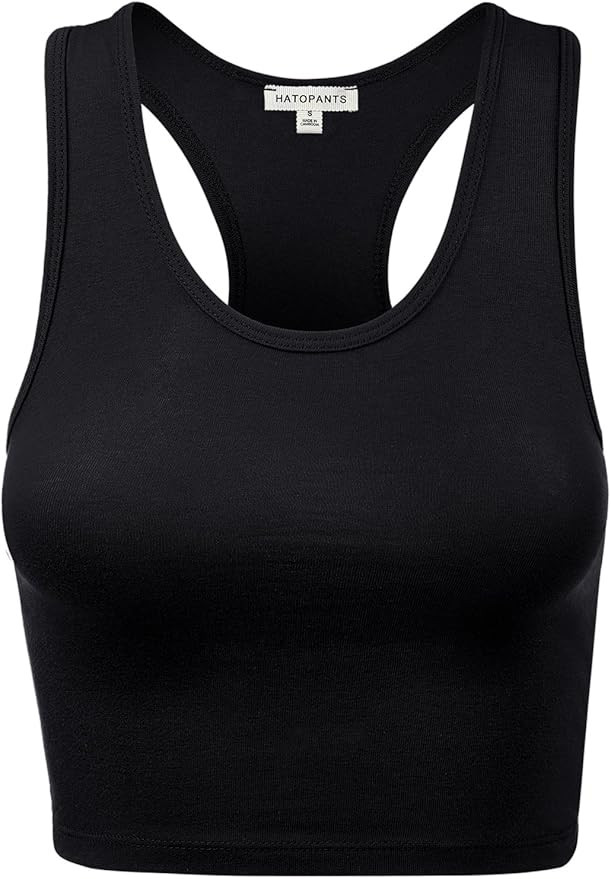 HATOPANTS Women's Sleeveless Racerback Crop Tank Top Camisole Cotton Casual Basic Shirts | Amazon (US)