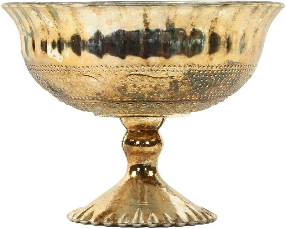 Koyal Wholesale Compote Bowl Centerpiece Mercury Glass Antique Pedestal Vase, Floral Centerpiece,... | Amazon (US)