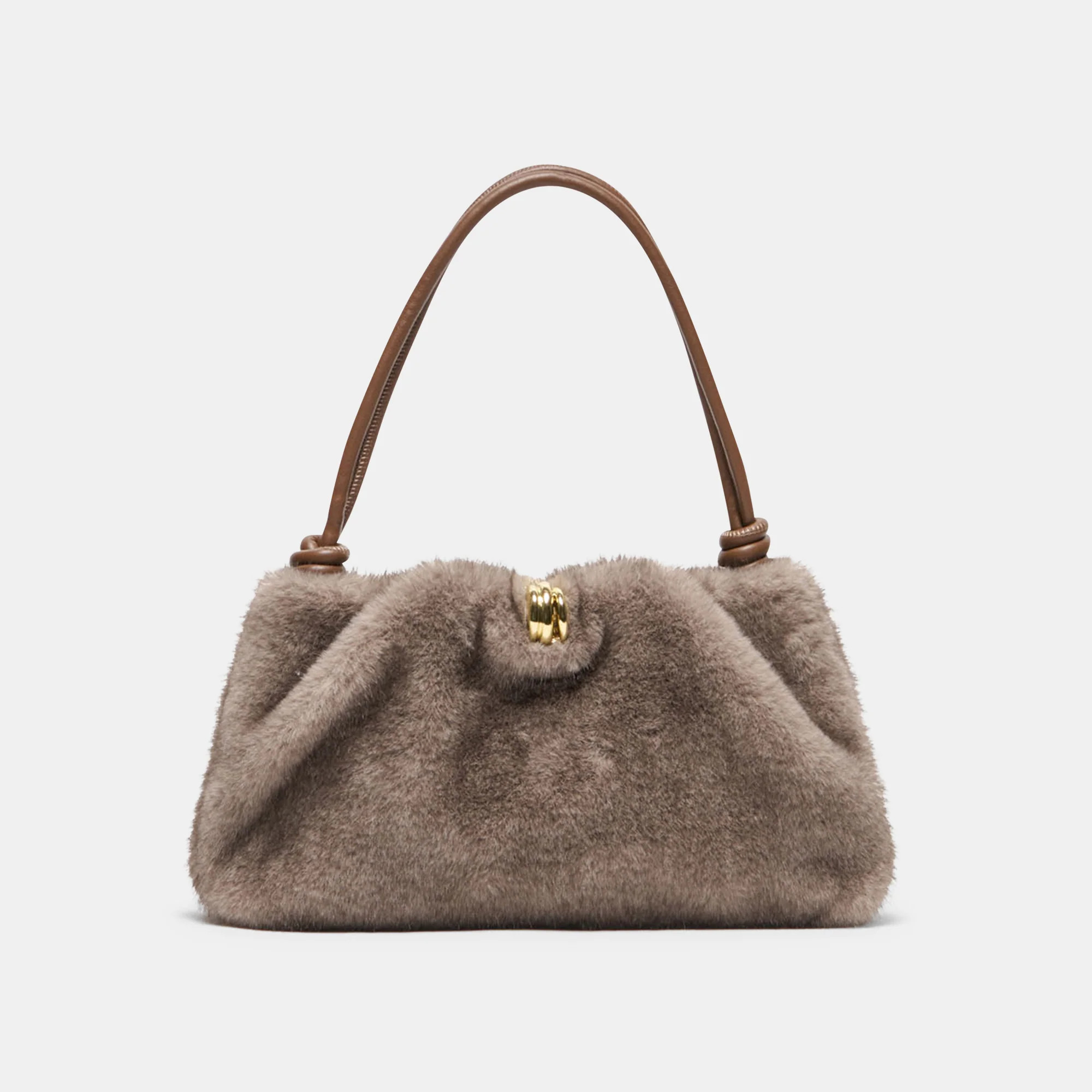 RAVEL Grey Faux Fur Adjustable Shoulder Bag | Dolce Vita | DolceVita.com