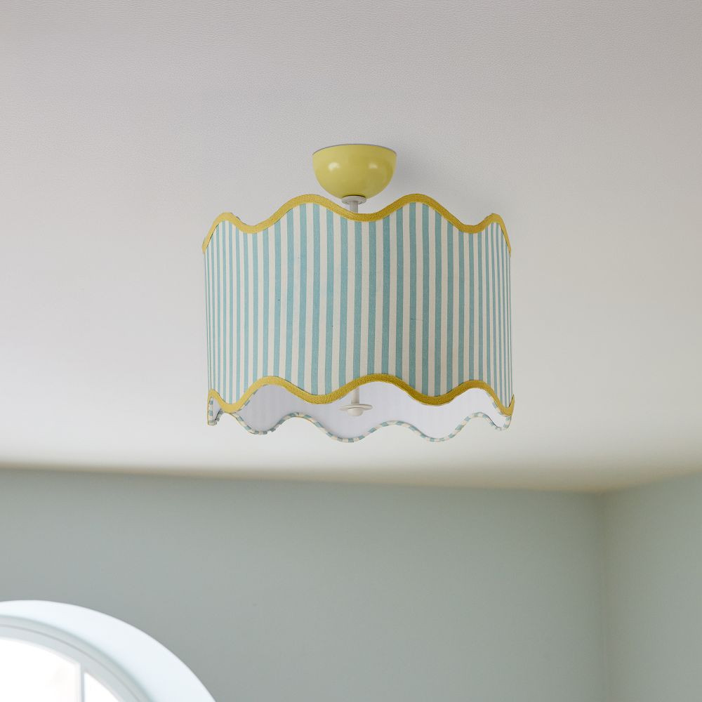 Pink Chicken Stripe Flush Mount (18") | West Elm (US)