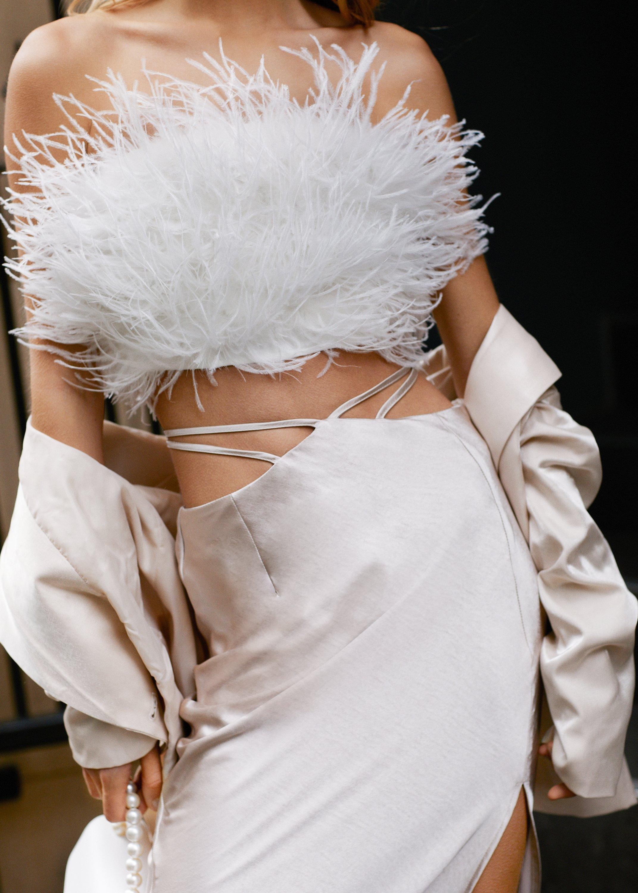 Feather Cropped Bandeau Corset Top | Nasty Gal (US)