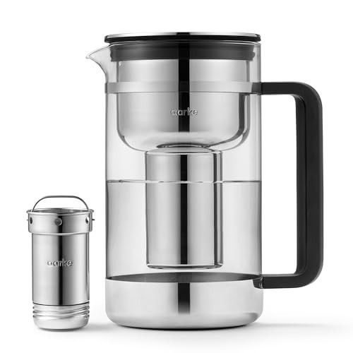 aarke Purifier Glass Water Pitcher, Refillable Stainless Steel Filter, 8-Weeks Performance, BPA-Free, Dishwasher Safe, Pure & Enriched Refill Granules, 1.66L (7 Cups) Capacity | Amazon (US)