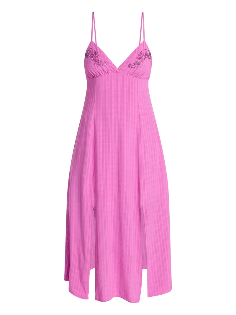 No Boundaries Beaded Maxi Dress with Slits, Women's XXS-XXL | Walmart (US)