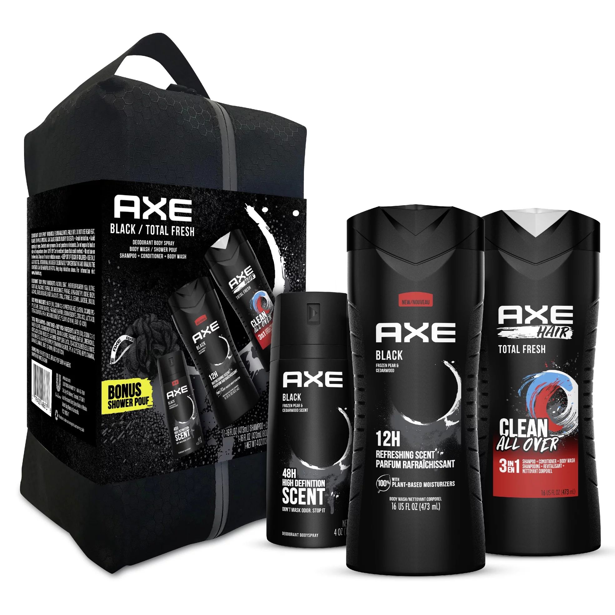 ($19 Value) AXE Black Holiday Gift Set (Body Spray, Body Wash, 2-in-1 Shampoo & Conditioner with ... | Walmart (US)