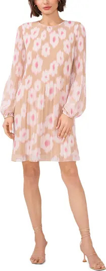 Halogen® Plissé Long Sleeve Dress | Nordstrom | Nordstrom