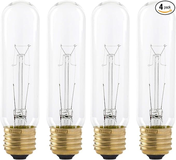25 Watt T10 Clear Tubular Incandescent Light Bulb, Showcase lamp, 2700K Soft White, E26 Medium Ba... | Amazon (US)