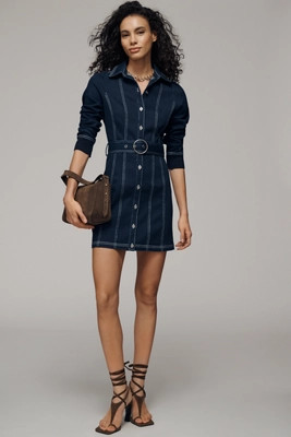 Pilcro Denim Long-Sleeve Mini Shirt Dress | Anthropologie (US)