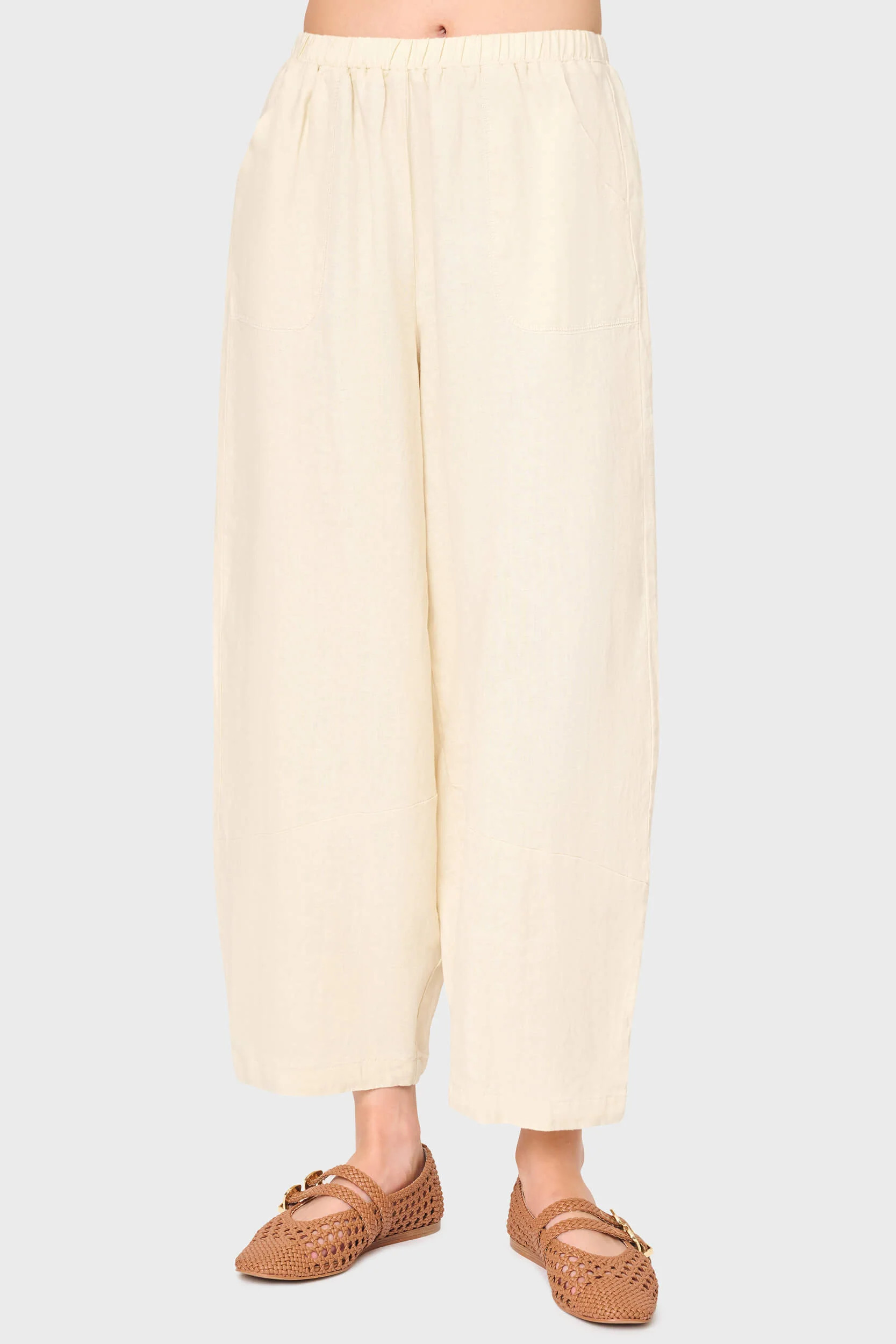 Linen Barrel Cropped Pant in Natural | Gibsonlook | Gibsonlook