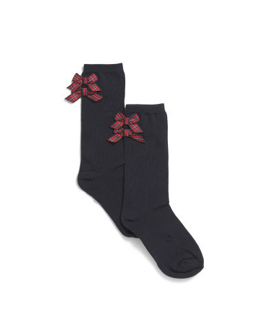 Plaid Bow Socks, Nylon/Spandex/Cotton | TJ Maxx