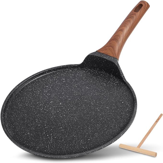ESLITE LIFE Nonstick Crepe Pan with Spreader, 9.5 Inch Granite Coating Flat Skillet Tawa Dosa Tor... | Amazon (US)