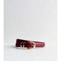 Burgundy Leather-Look Skinny Belt New Look | New Look (UK)