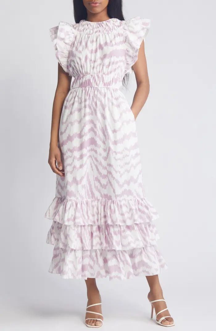 Zenith Print Flutter Sleeve Maxi Dress | Nordstrom