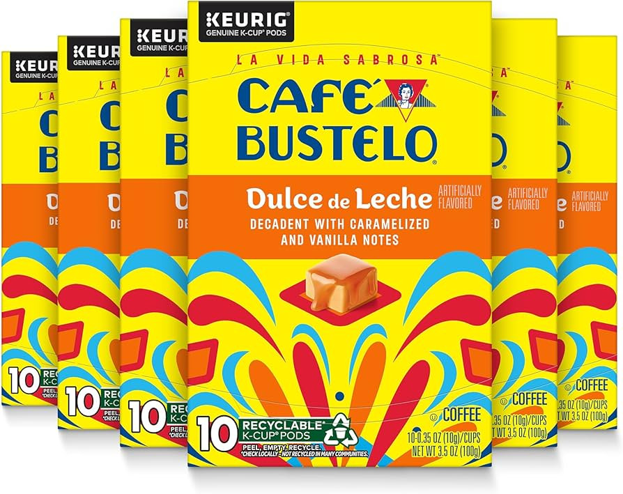 Café Bustelo Dulce de Leche Artificially Flavored Coffee, 10 Ct. K-Cup pods (Pack of 6) | Amazon (US)