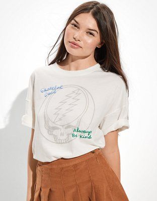 AE Oversized Embroidered Grateful Dead Graphic T-Shirt | American Eagle Outfitters (US & CA)